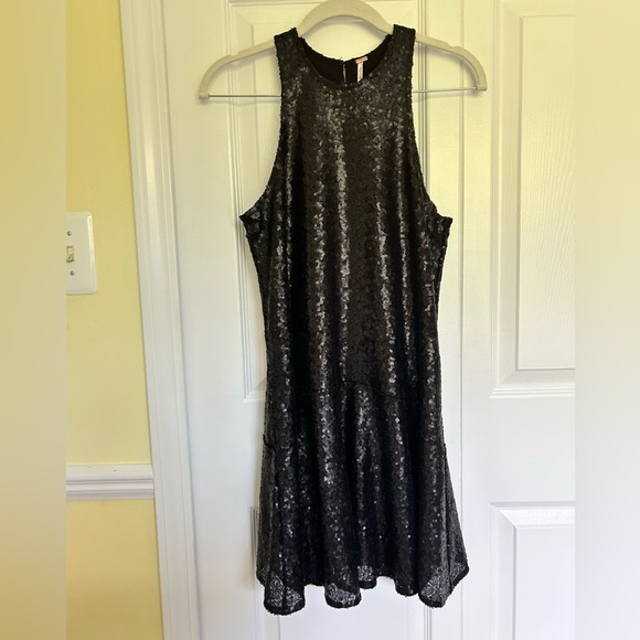 Free People Liquid Shine Mini Dress Black Sequin Generous size XS - Picture 4 of 7